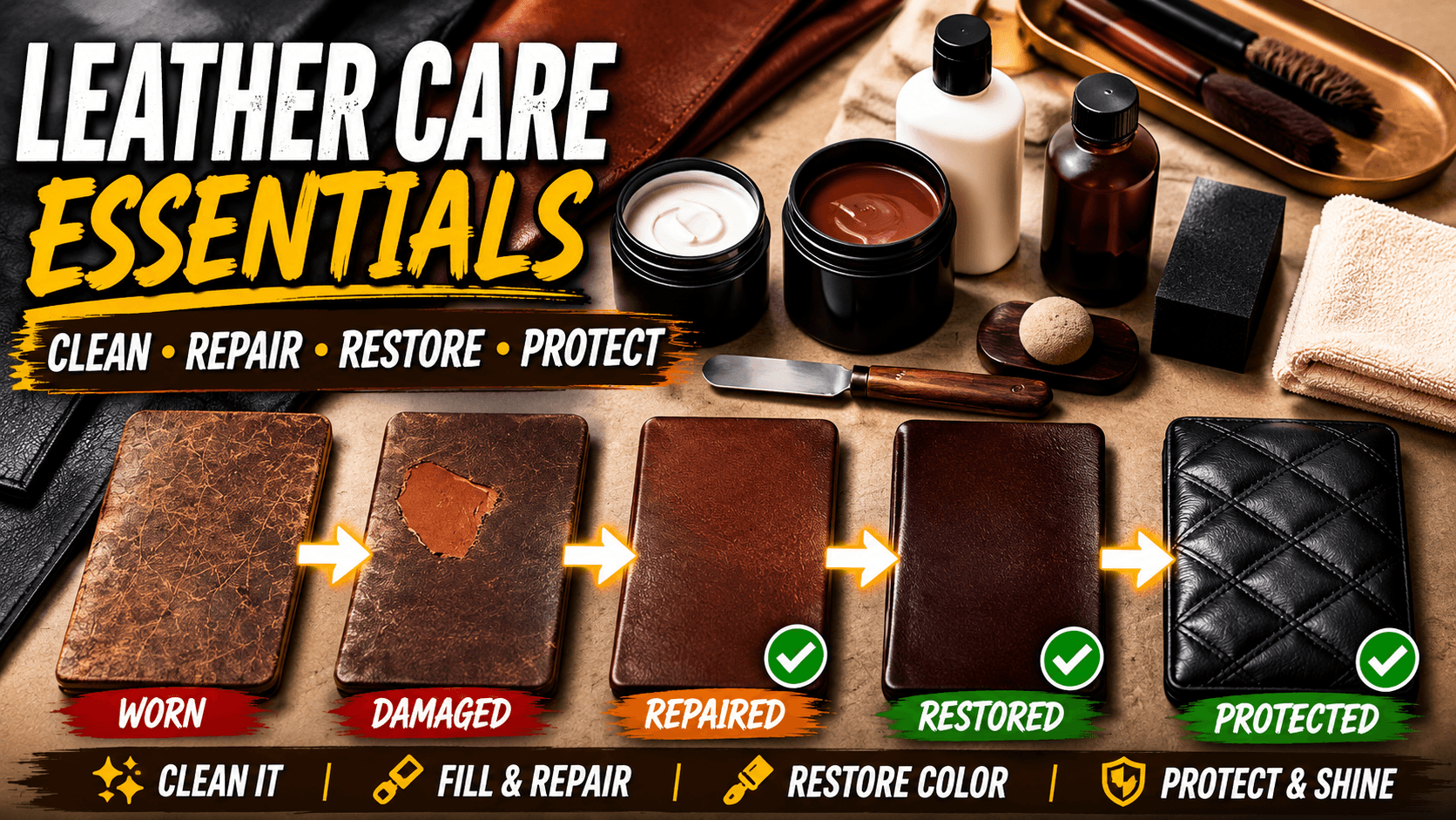 Leather Restoration Products Guide: Cleaner, Filler, Color Restorer, or Top Coat?