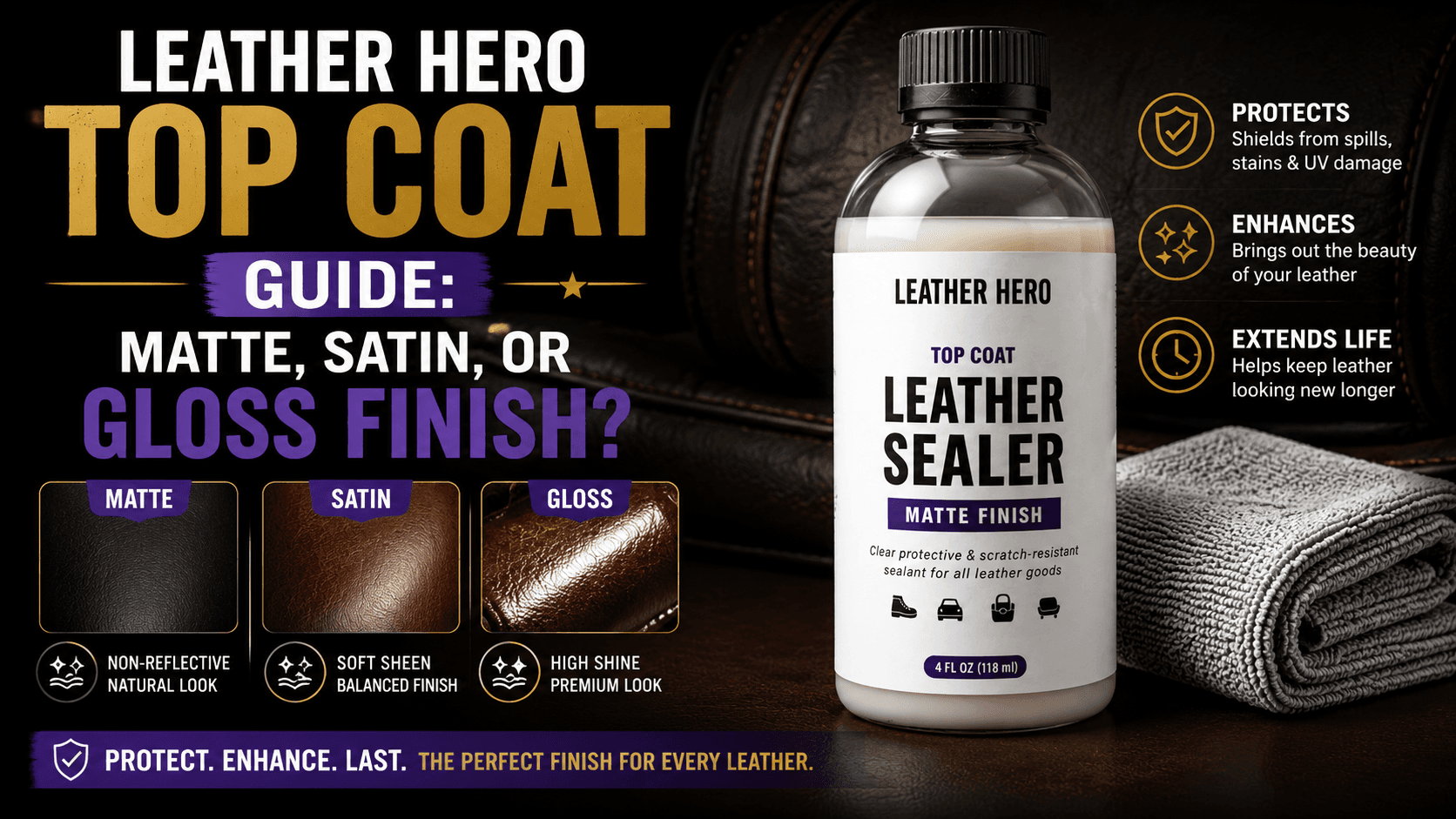 Leather Hero Top Coat Guide: Matte, Satin, or Gloss Finish?