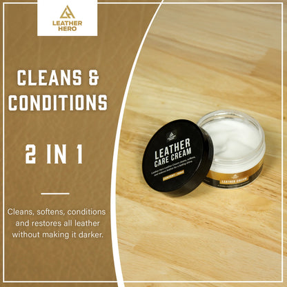 Leather Cleaner and Conditioner for Purses, Shoes, Furniture, Car Interior, and Leather Products - Leather Moisturizer, Wont Darken Leather Couch Cleaner with Protector, Non-Toxic & Safe